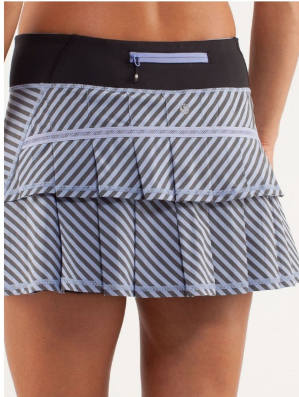Lululemon Run: Pace Setter Skirt Stripe Black & Polar Haze Women's 10 Pickleball